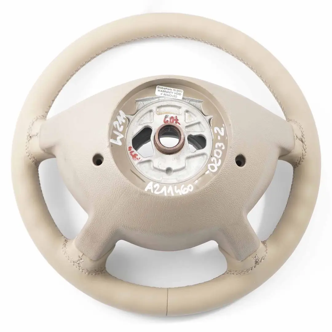 Beige Leather Steering Wheel 4 Spoke to Mercedes W211 NEW with Part number A2114600203 Mercedes W211 NEW Beige Leather Steering Wheel 4 Spoke - SKU A2114600203-2 - Part number A2114600203