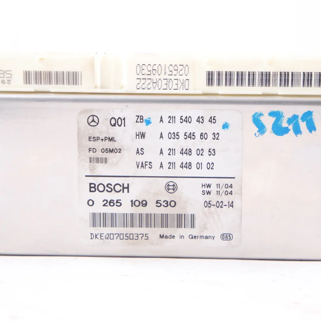 ESP Control Unit Module ECU to Mercedes W211 with Part number A2115404345 Mercedes W211 ESP Control Unit Module ECU - SKU A2115404345 - Part number A2115404345