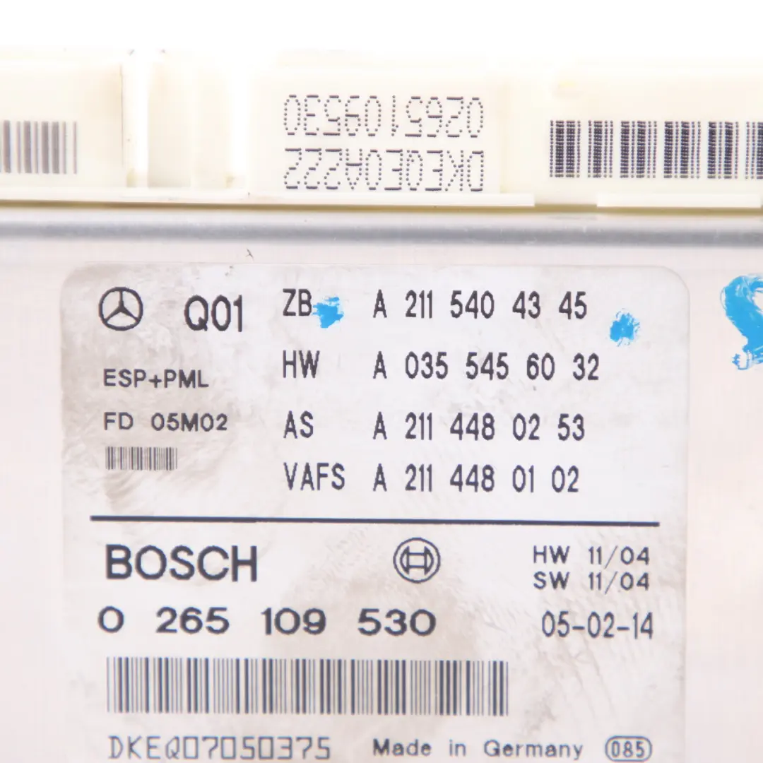 ESP Control Unit Module ECU to Mercedes W211 with Part number A2115404345 Mercedes W211 ESP Control Unit Module ECU - SKU A2115404345 - Part number A2115404345