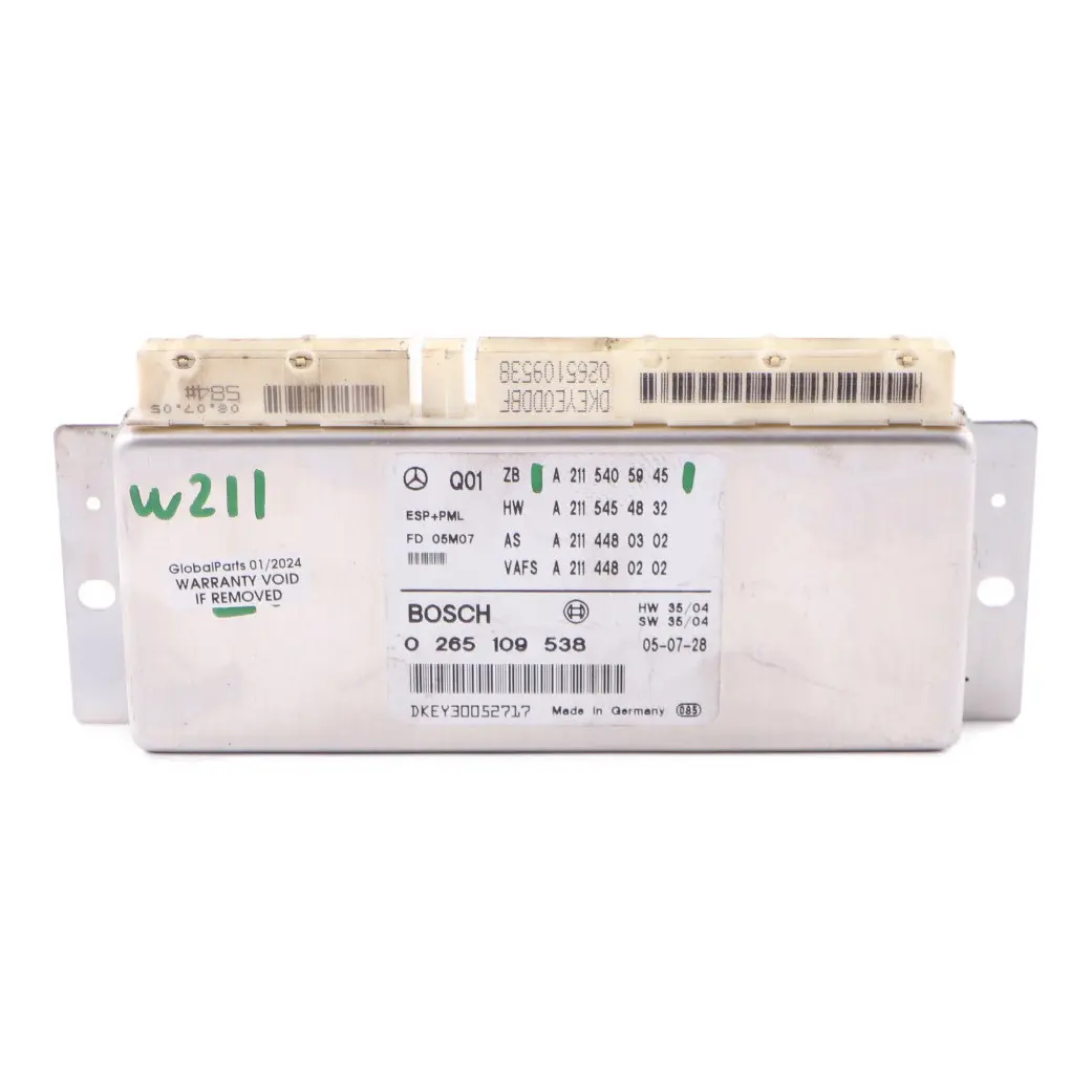 Mercedes W211 Electronic Stability Module ESP PML Control Unit A2115405945