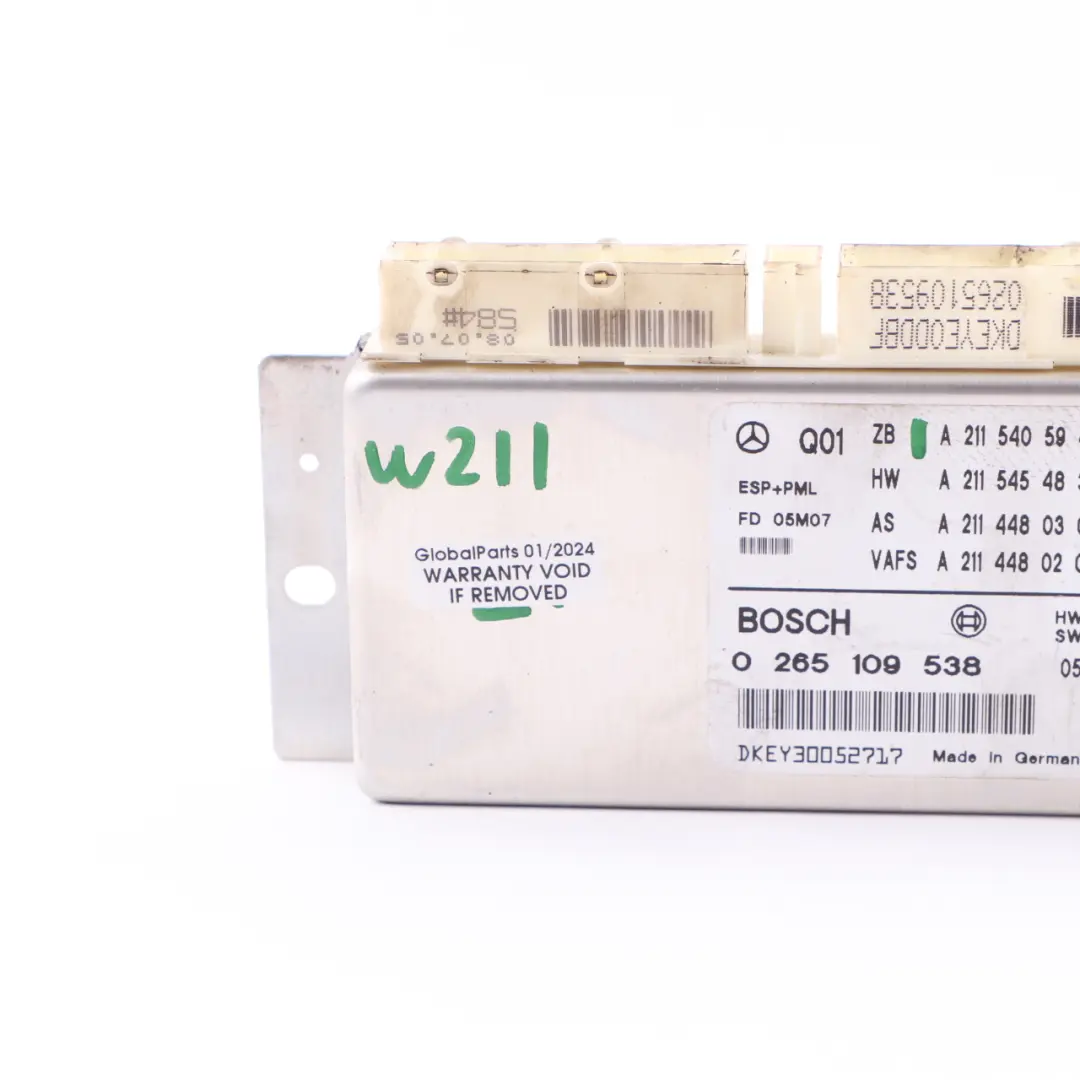 Electronic Stability Module ESP PML Control Unit to Mercedes W211 with Part number A2115405945 Mercedes W211 Electronic Stability Module ESP PML Control Unit - SKU A2115405945 - Part number A2115405945