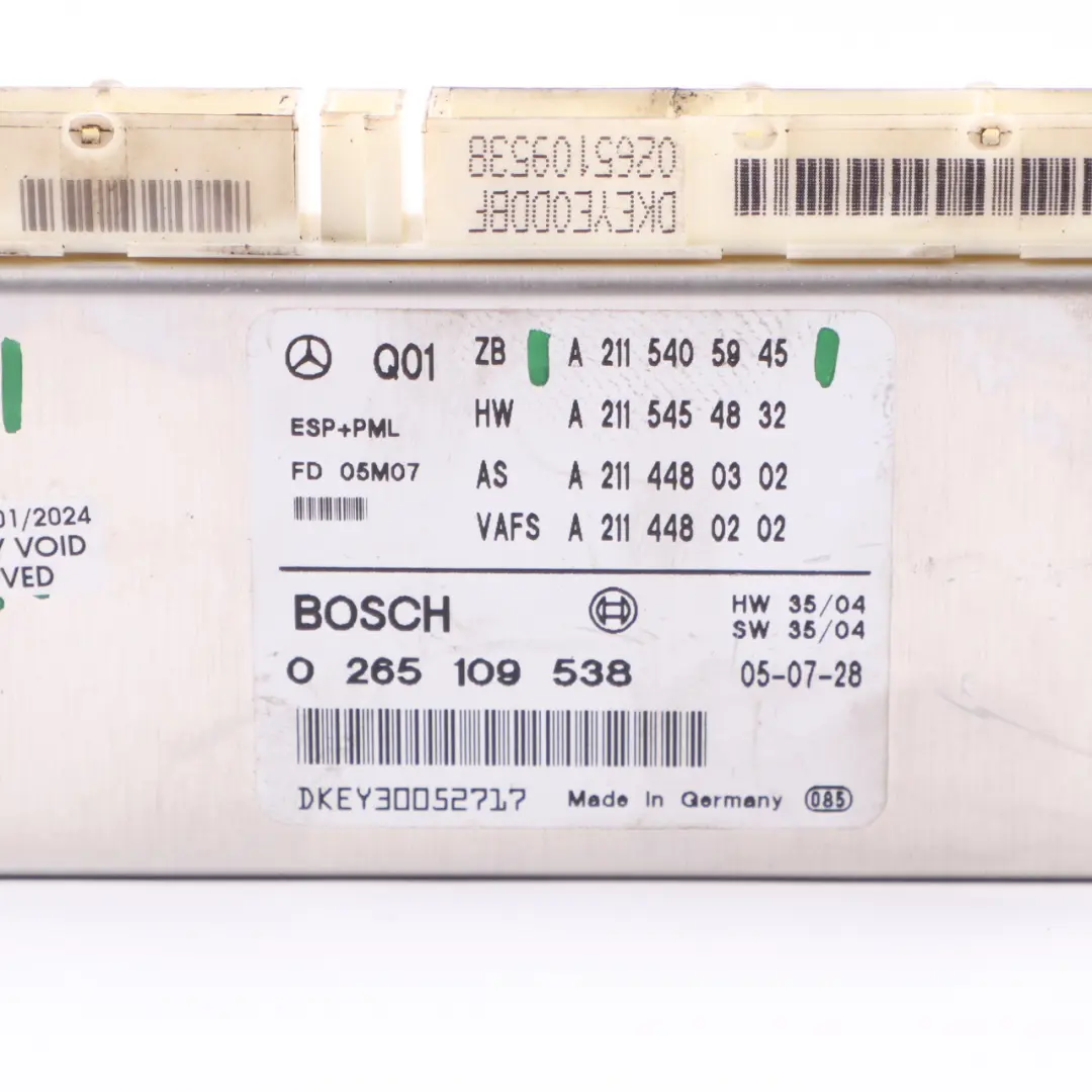 Mercedes W211 Electronic Stability Module ESP PML Control Unit - SKU A2115405945 - Part number A2115405945
