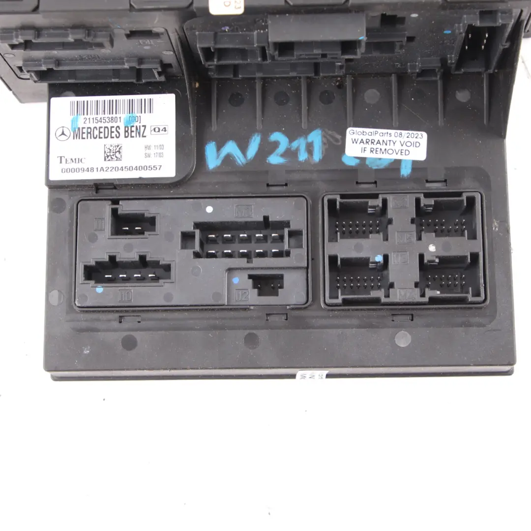Sam Unit Module Fuse Box Relay Box Front to Mercedes W211 with Part number A2115453801 Mercedes W211 Sam Unit Module Fuse Box Relay Box Front - SKU A2115453801 - Part number A2115453801