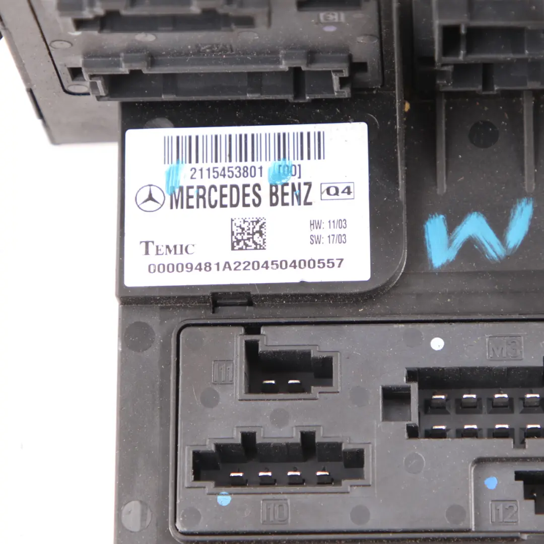 Sam Unit Module Fuse Box Relay Box Front to Mercedes W211 with Part number A2115453801 Mercedes W211 Sam Unit Module Fuse Box Relay Box Front - SKU A2115453801 - Part number A2115453801