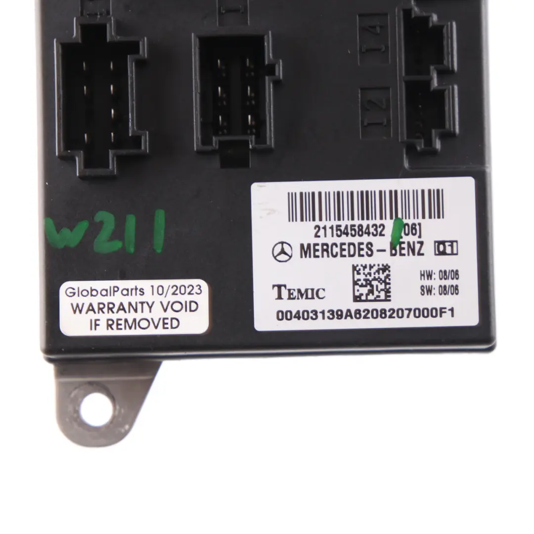 Módulo de control de la carrocería BCM Temic para Mercedes W211 CLS C219 con número de pieza A2115458432 Mercedes W211 CLS C219 Módulo de control de la carrocería BCM Temic - SKU A2115458432 - Número de pieza A2115458432