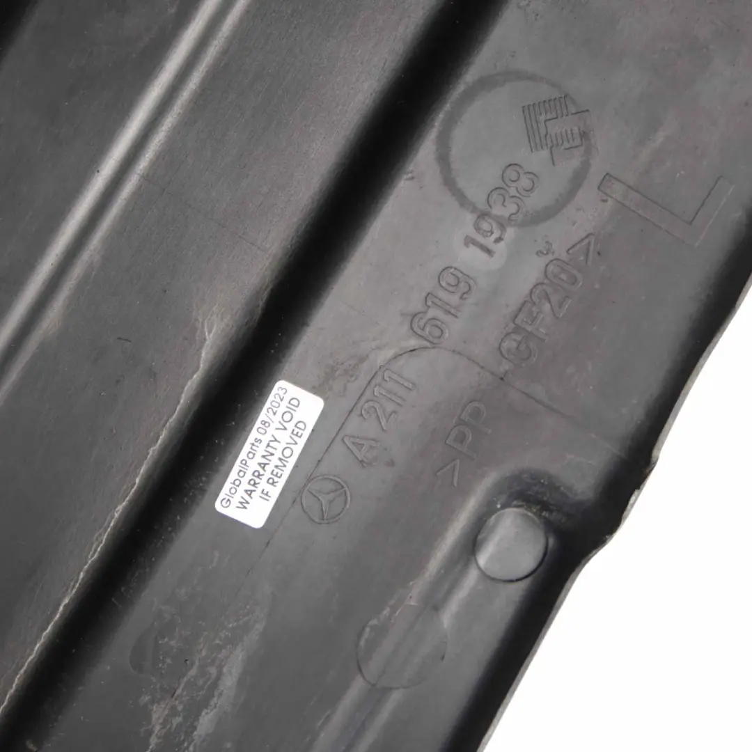 Front Left N/S Underride Underbody Skid Panel Shield to Mercedes W211 with Part number A2116191938 Mercedes W211 Front Left N/S Underride Underbody Skid Panel Shield - SKU A2116191938 - Part number A2116191938