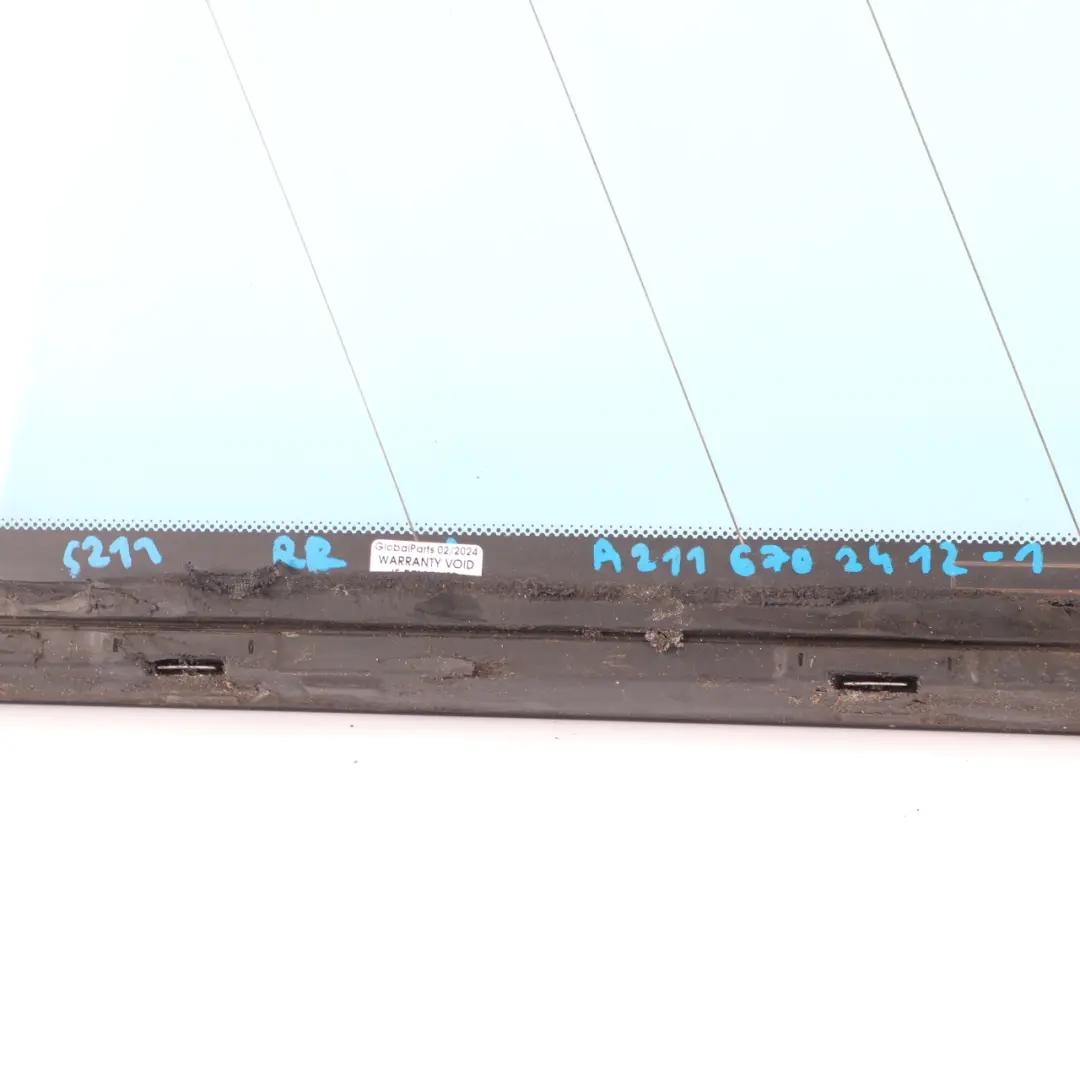 Right O/S Side Window Green Glass AS2 to Mercedes S211 Rear with Part number A2116702412 Mercedes S211 Rear Right O/S Side Window Green Glass AS2 - SKU A2116702412-1 - Part number A2116702412