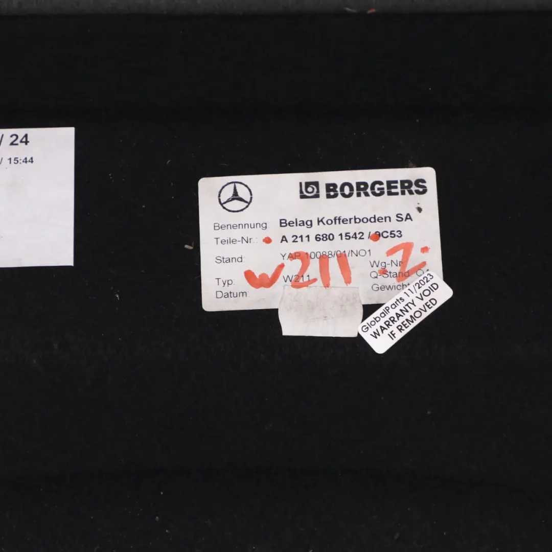 Mercedes W211 Saloon Trunk Floor Rear Boot Panel Lining Cover - SKU A2116801542 - Part number A2116801542
