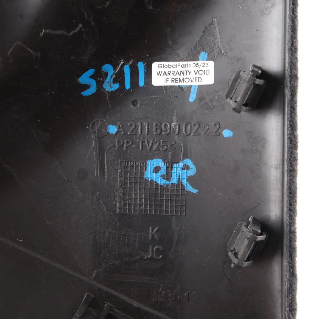 Mercedes S211 Trim Trunk Cover Hinge Right O/S Black Anthracite - SKU A2116900222 - Part number A2116900222