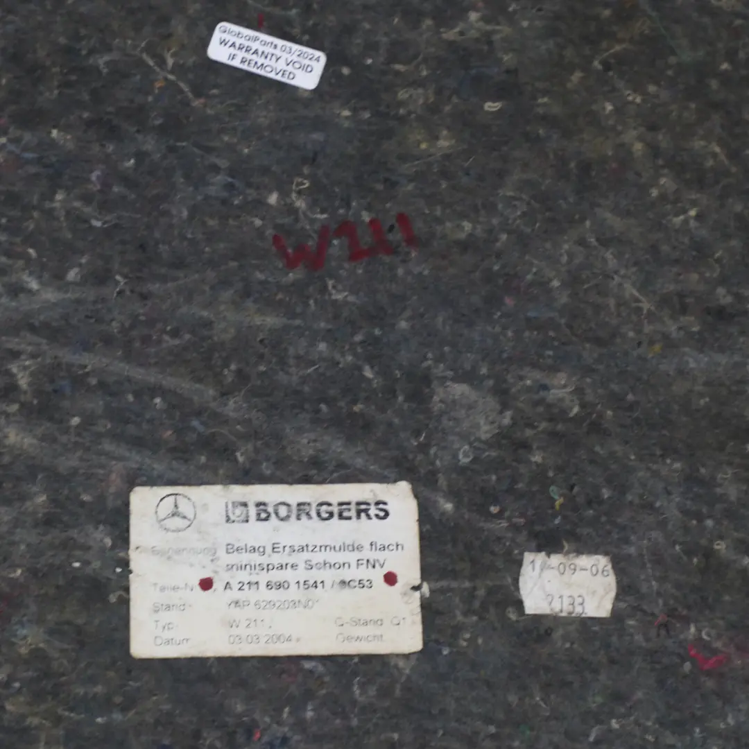 W219 Boot Trunk Spare Wheel Storage Well Covering to Mercedes W211 with Part number A2116901541 Mercedes W211 W219 Boot Trunk Spare Wheel Storage Well Covering - SKU A2116901541 - Part number A2116901541