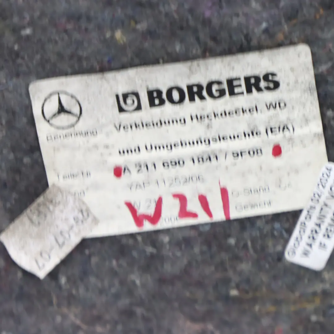 Mercedes W211 Kofferraum deckel Heckklappe Abdeckung hinten Teppich - SKU A2116901841 - Teilenummer A2116901841
