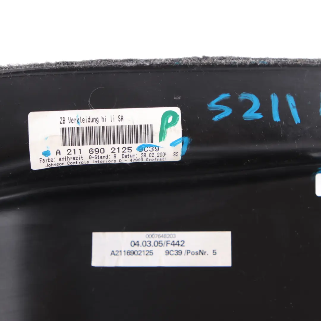 Boot Trunk Luggage Trim Panel Rear Left N/S to Mercedes W211 Estate with Part number A2116902125 Mercedes W211 Estate Boot Trunk Luggage Trim Panel Rear Left N/S - SKU A2116902125-1 - Part number A2116902125