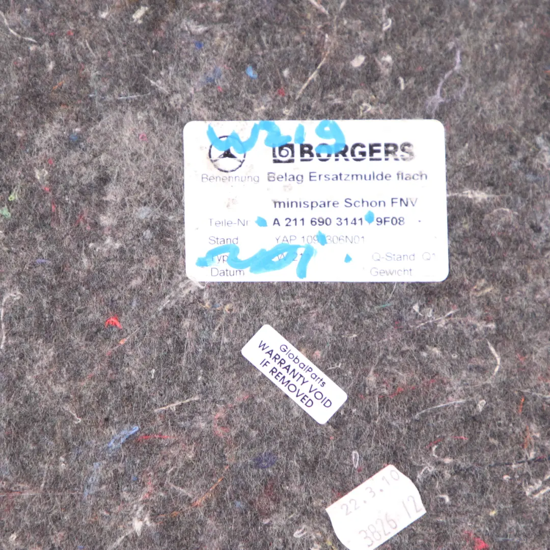 W219 Boot Trunk Spare Wheel Storage Well Covering to Mercedes W211 with Part number A2116903141 Mercedes W211 W219 Boot Trunk Spare Wheel Storage Well Covering - SKU A2116903141 - Part number A2116903141