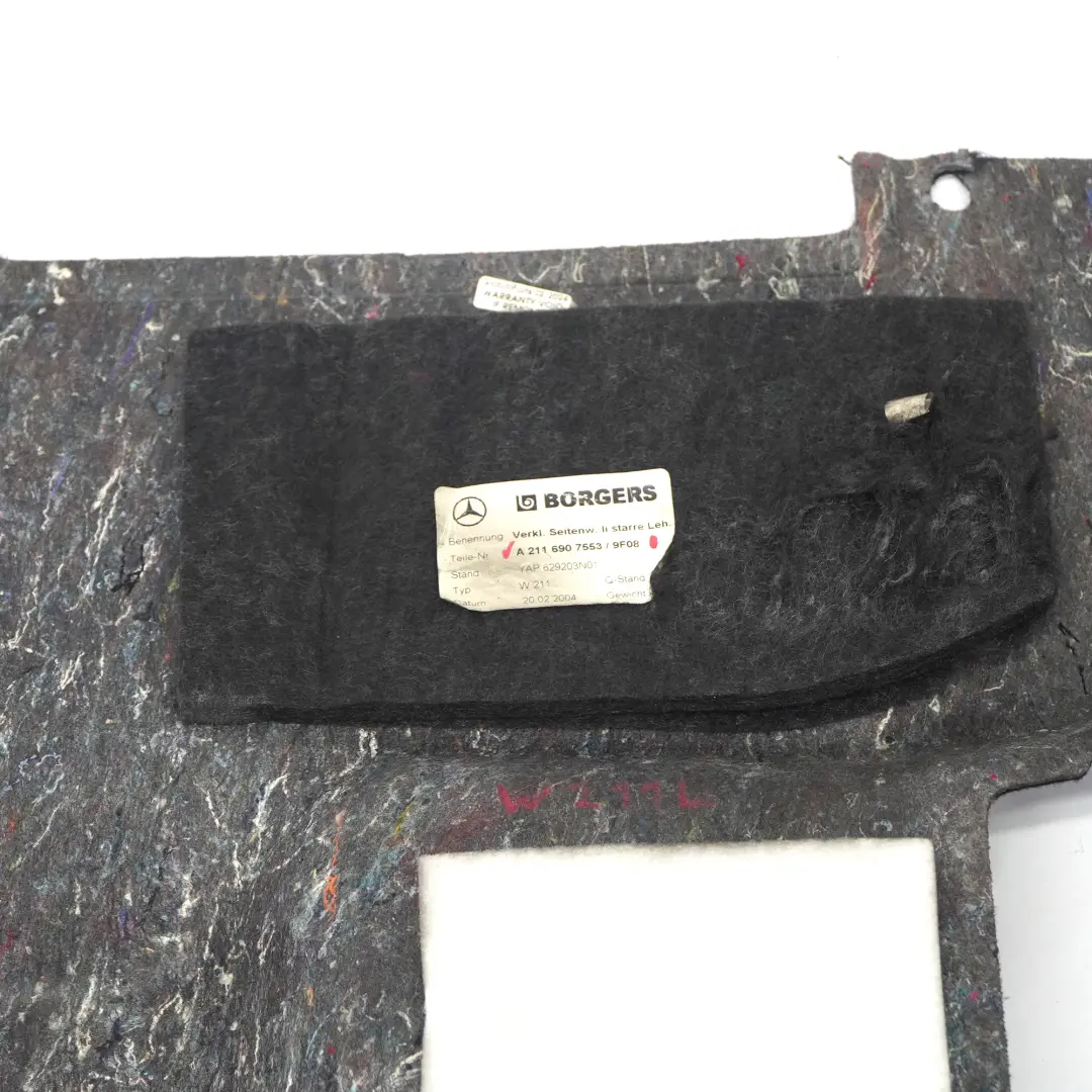 Mercedes W211 Osłona Bagażnika Boczna Lewa Tylna - SKU A2116907553 - Numer Części A2116907553