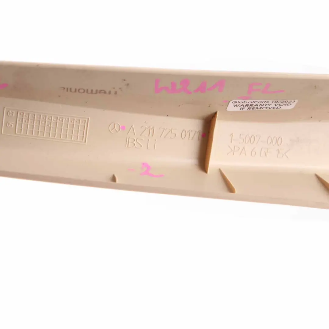 Window Moulding Trim Front Left N/S Door Frame Beige to Mercedes W211 with Part number A2117250171 Mercedes W211 Window Moulding Trim Front Left N/S Door Frame Beige - SKU A2117250171-2 - Part number A2117250171