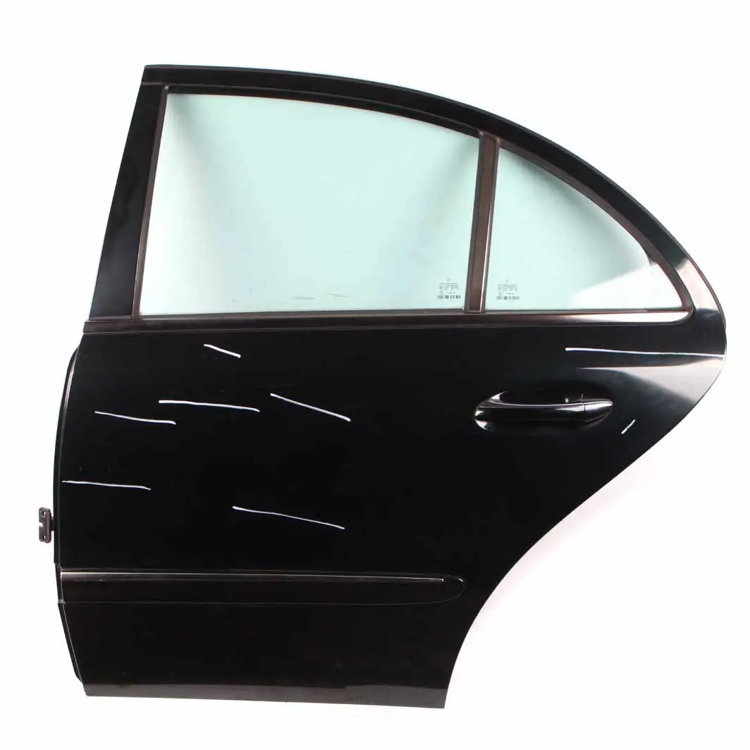 Door Rear Left N/S Melanite Black Metallic - 185 to Mercedes W211 with Part number A2117300105 Mercedes W211 Door Rear Left N/S Melanite Black Metallic - 185 - SKU A2117300105-MEB - Part number A2117300105