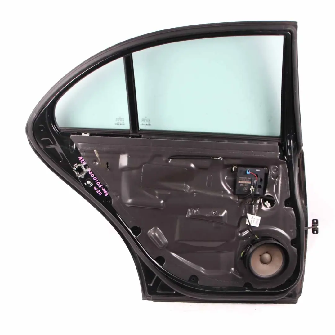 Door Rear Left N/S Melanite Black Metallic - 185 to Mercedes W211 with Part number A2117300105 Mercedes W211 Door Rear Left N/S Melanite Black Metallic - 185 - SKU A2117300105-MEB - Part number A2117300105