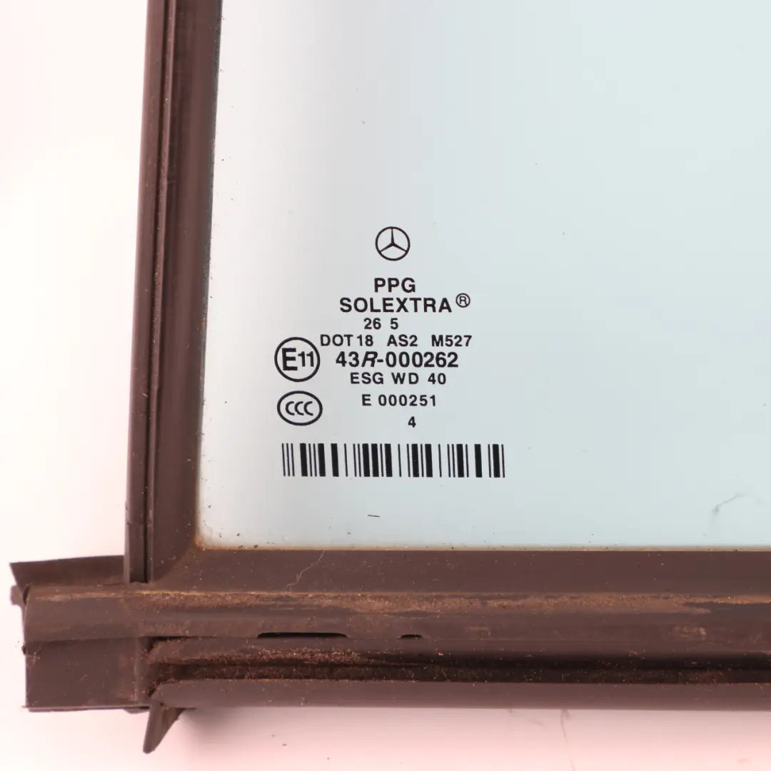 Fixed Glass Window Rear Door Left N/S Heat Absorbing Blue Glass to Mercedes W211 with Part number A2117300555 Mercedes W211 Fixed Glass Window Rear Door Left N/S Heat Absorbing Blue Glass - SKU A2117300555 - Part number A2117300555