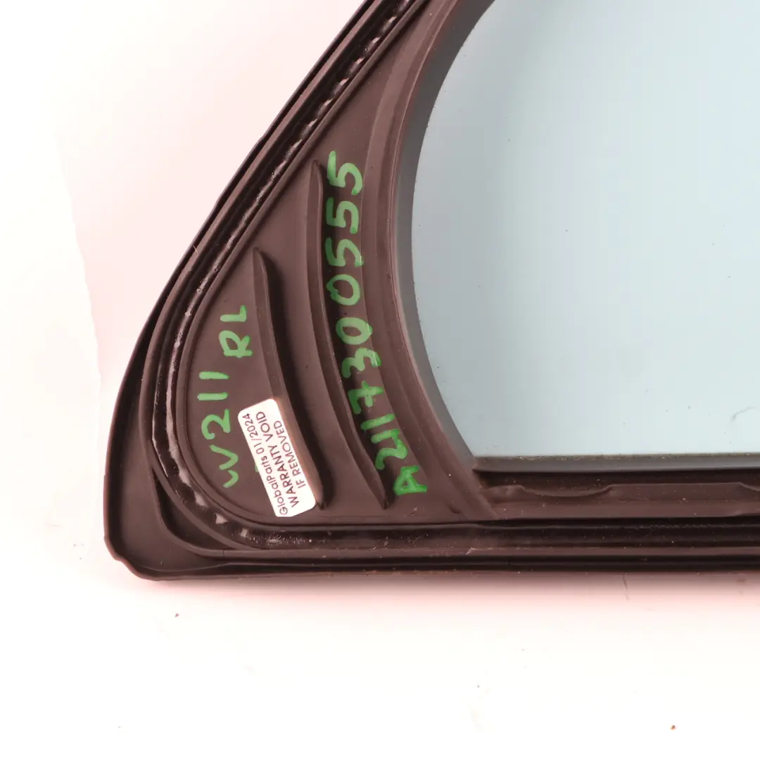 Mercedes W211 Fixed Glass Window Rear Door Left N/S Heat Absorbing Blue Glass - SKU A2117300555 - Part number A2117300555