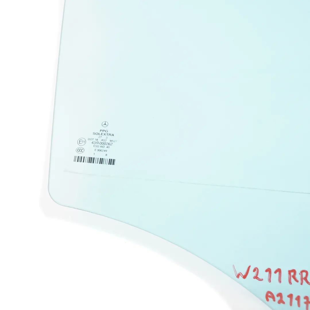 Mercedes W211 Rear Door Right O/S Window Glass AS2 - SKU A2117350210-1 - Part number A2117350210