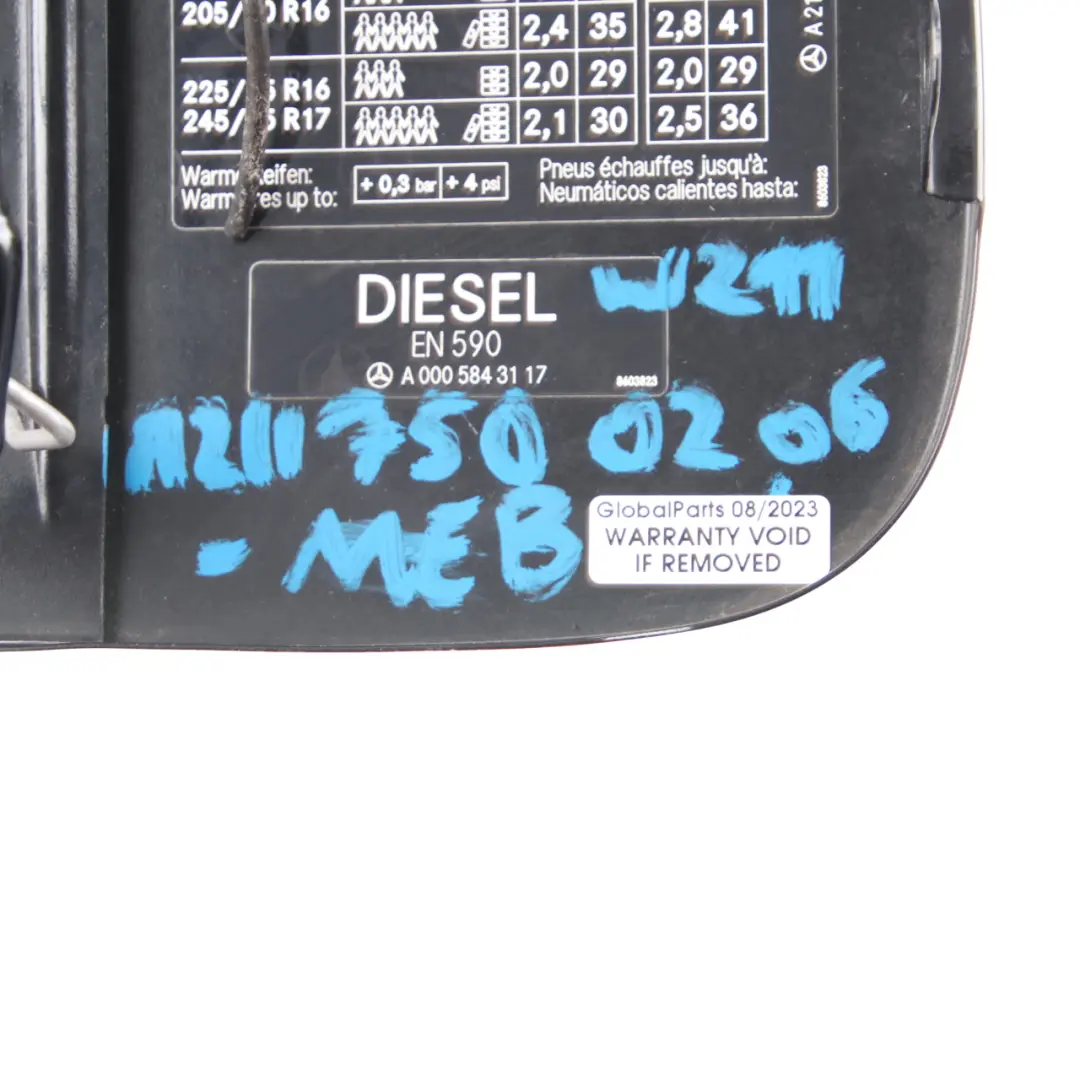 Mercedes W211 Fuel Filler Fill in Flap Cover Trim Melanite Black 185 - SKU A2117500206-MEB - Part number A2117500206