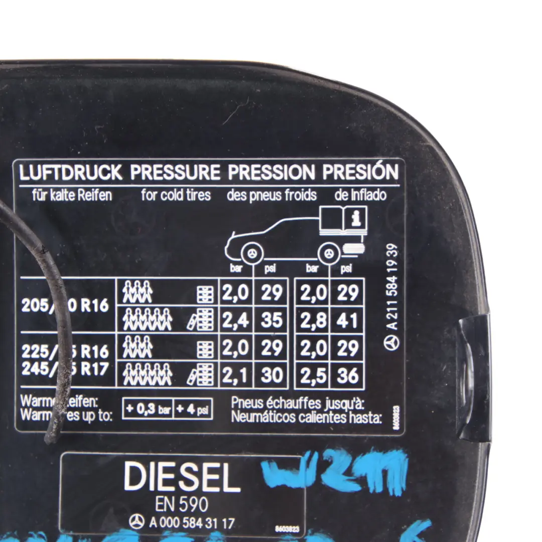 Filler Fill in Flap Cover Trim Melanite Black 185 to Mercedes W211 Fuel with Part number A2117500206 Mercedes W211 Fuel Filler Fill in Flap Cover Trim Melanite Black 185 - SKU A2117500206-MEB - Part number A2117500206