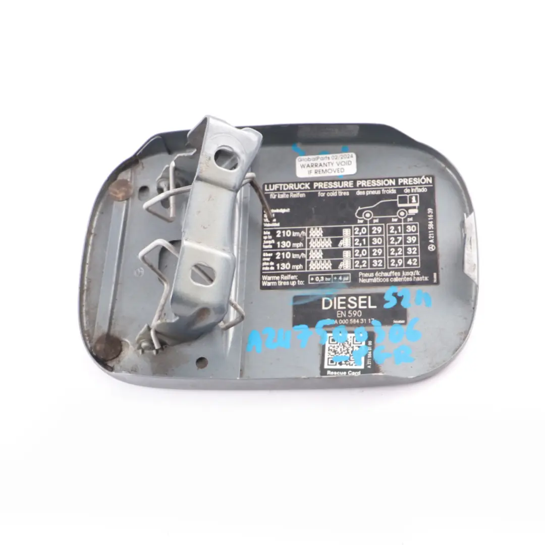 Filler Flap Tank Cap Cover Perlite Grey Metallic - 747 to Mercedes S211 Estate Fuel with Part number A2117500306 Mercedes S211 Estate Fuel Filler Flap Tank Cap Cover Perlite Grey Metallic - 747 - SKU A2117500306-PGR - Part number A2117500306