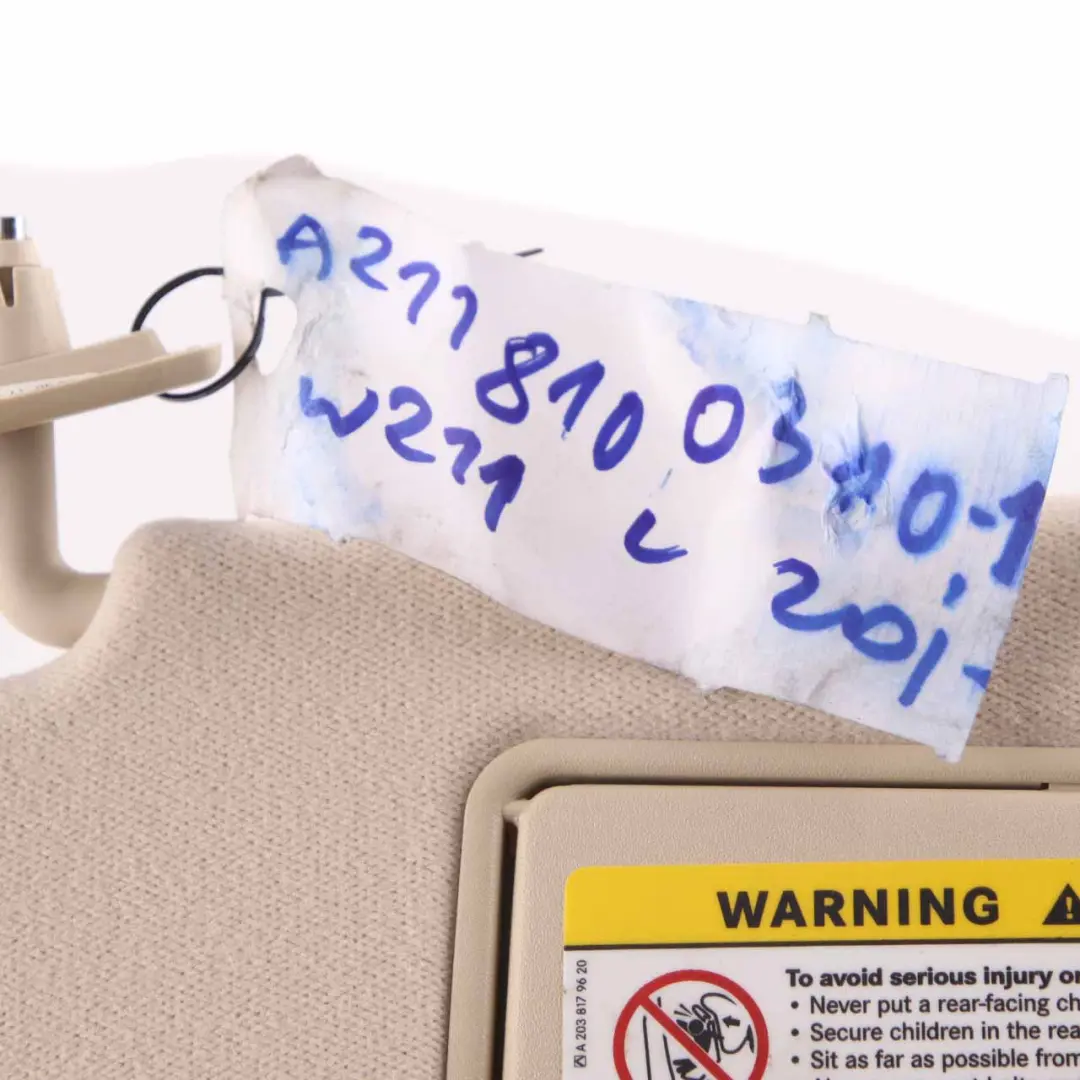 Sun Visor Mercedes S211 W211 Cover Left N/S Sunvisor Panel Beige to with Part number A2118100310 Sun Visor Mercedes S211 W211 Cover Left N/S Sunvisor Panel Beige - SKU A2118100310-1 - Part number A2118100310