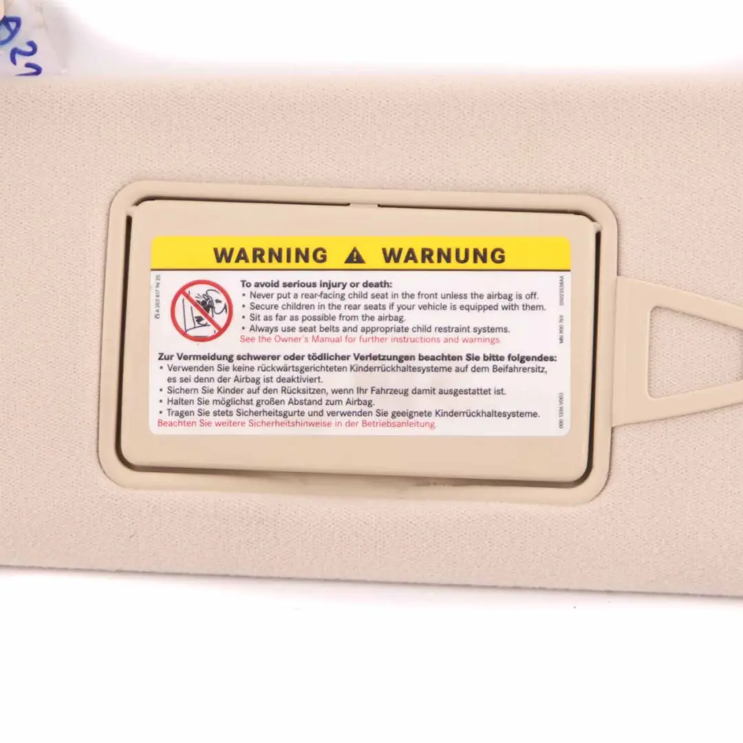 Sun Visor Mercedes S211 W211 Cover Left N/S Sunvisor Panel Beige to with Part number A2118100310 Sun Visor Mercedes S211 W211 Cover Left N/S Sunvisor Panel Beige - SKU A2118100310-1 - Part number A2118100310