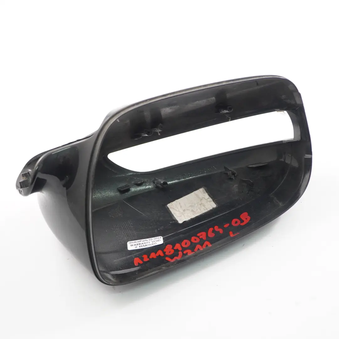 Mercedes W211 Capuchon rétroviseur d'aile porte gauche Boîtier noir obsidien 197 - SKU A2118100764-OB - Numéro de pièce A2118100764