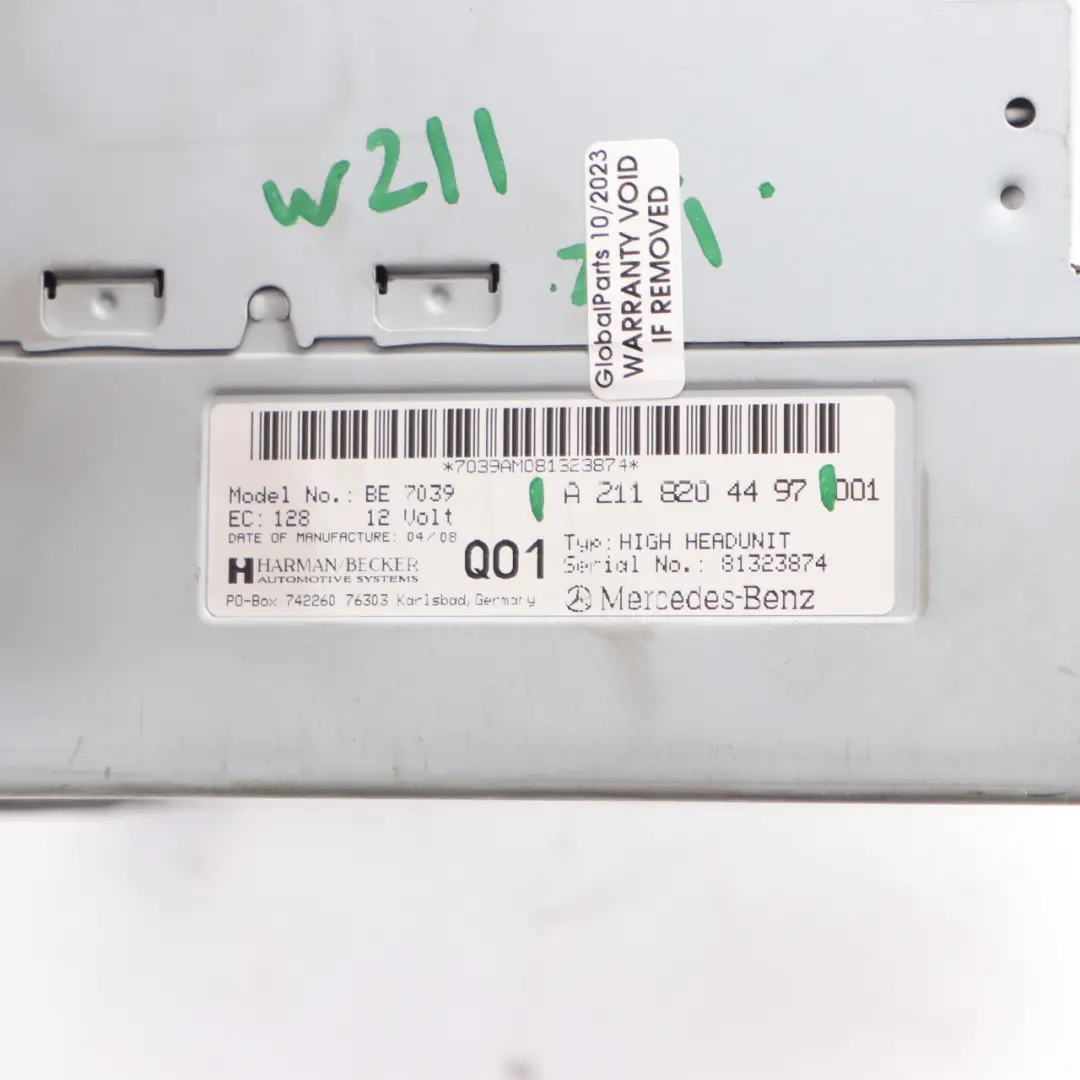 Radio CD Player Mercedes W211 CLS C219 COMAND Navigation Head Unit to with Part number A2118204497 Radio CD Player Mercedes W211 CLS C219 COMAND Navigation Head Unit - SKU A2118204497 - Part number A2118204497