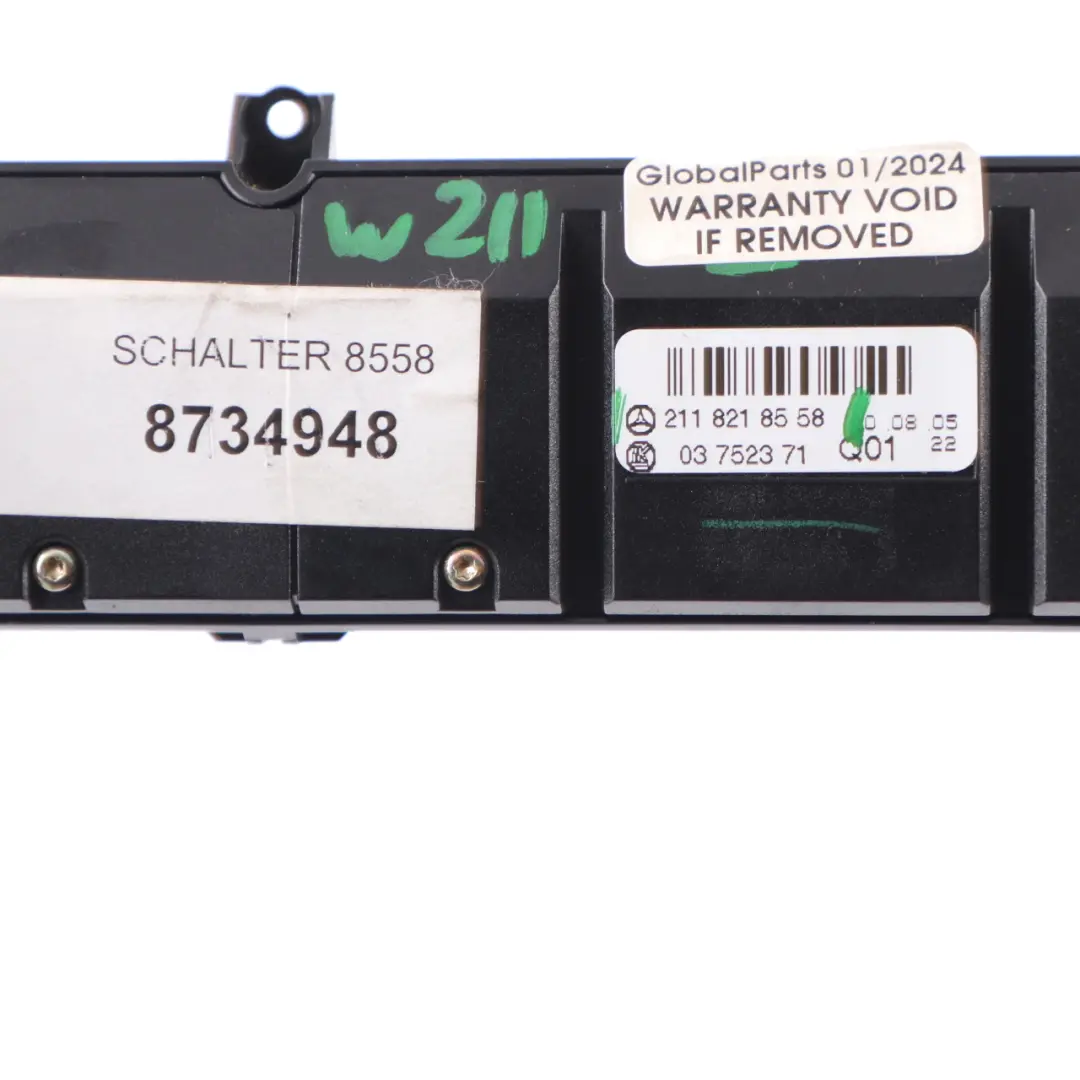 Mercedes W211 Dashboard Switch Panel Strip Seat Heater - SKU A2118218558 - Part number A2118218558