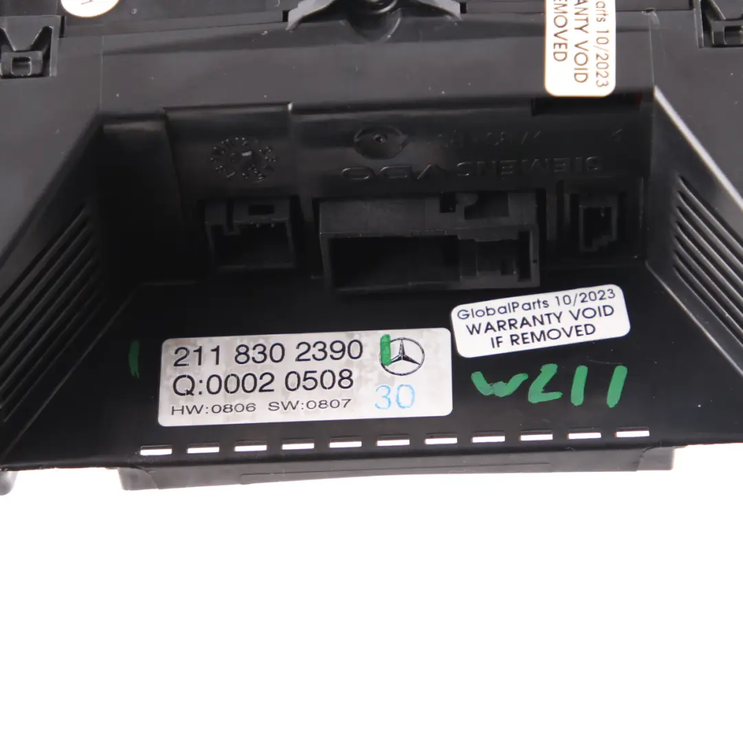 Heater Climate Control Panel Switch Air Con A/C Unit to Mercedes W211 with Part number A2118302390 Mercedes W211 Heater Climate Control Panel Switch Air Con A/C Unit - SKU A2118302390 - Part number A2118302390