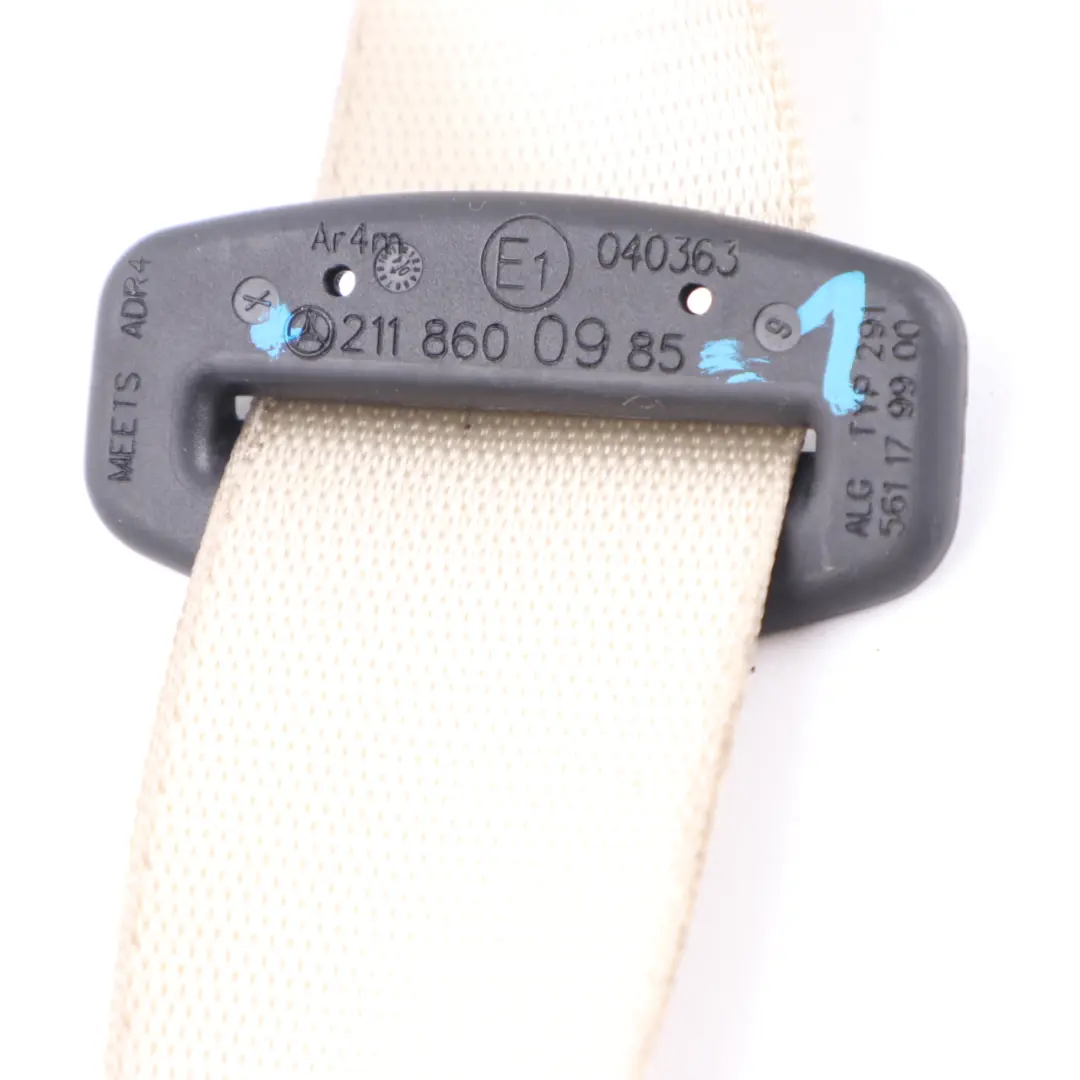 Centre Middle Seat Belt Beige to Mercedes W211 Saloon Rear Seat with Part number A2118600985 Mercedes W211 Saloon Rear Seat Centre Middle Seat Belt Beige - SKU A2118600985-1 - Part number A2118600985