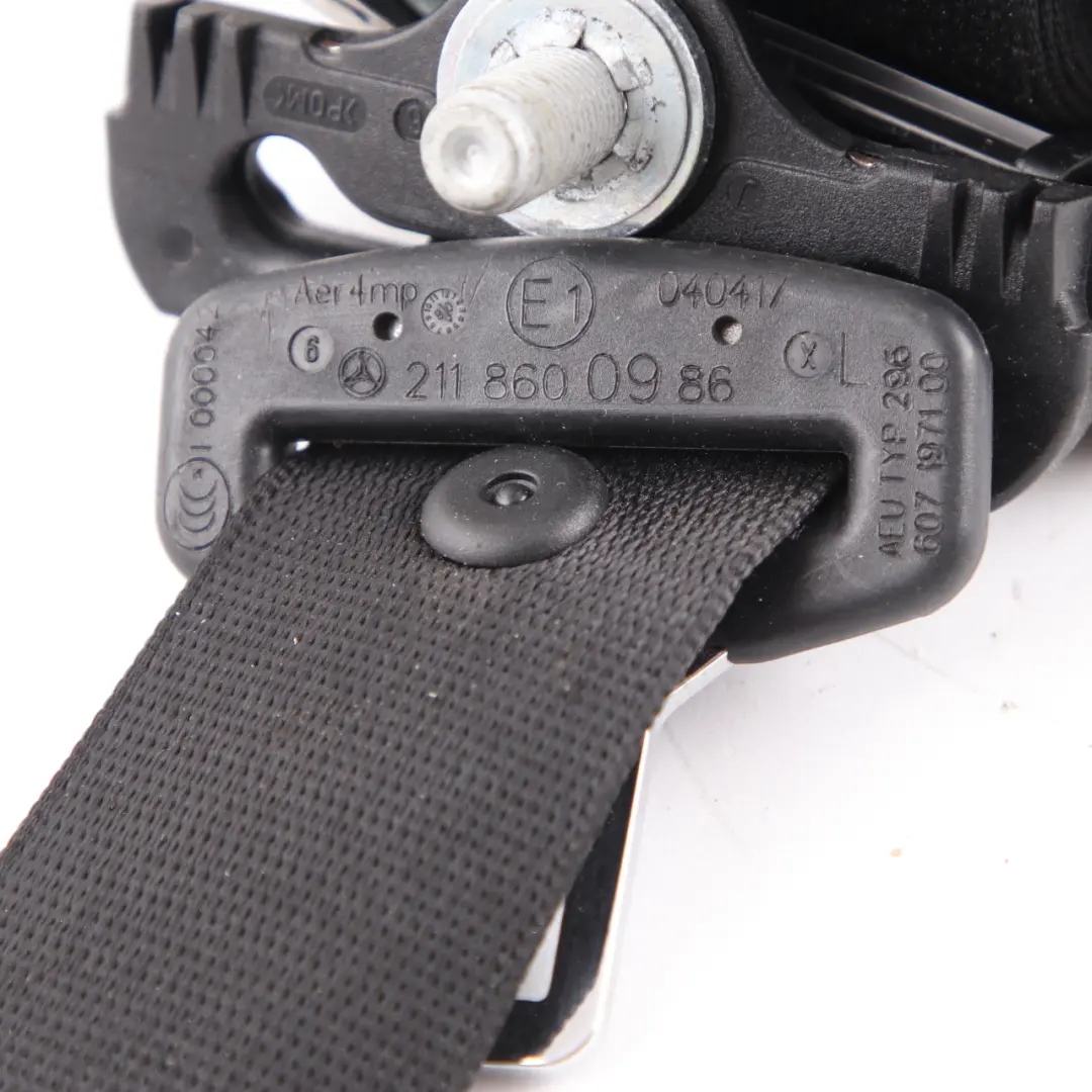 Seat Belt Mercedes W211 Saloon Upper Rear Left N/S Seatbelt Black - SKU A2118600986 - Part number A2118600986