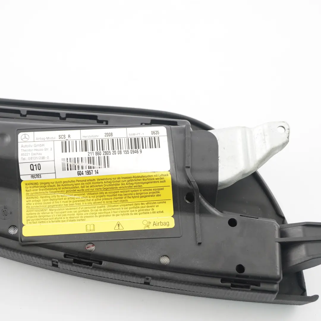 Asiento Airbag Mercedes W211 CLS W219 Delantero Derecho Side Air Bag para con número de pieza A2118602805 Asiento Airbag Mercedes W211 CLS W219 Delantero Derecho Side Air Bag - SKU A2118602805-1 - Número de pieza A2118602805