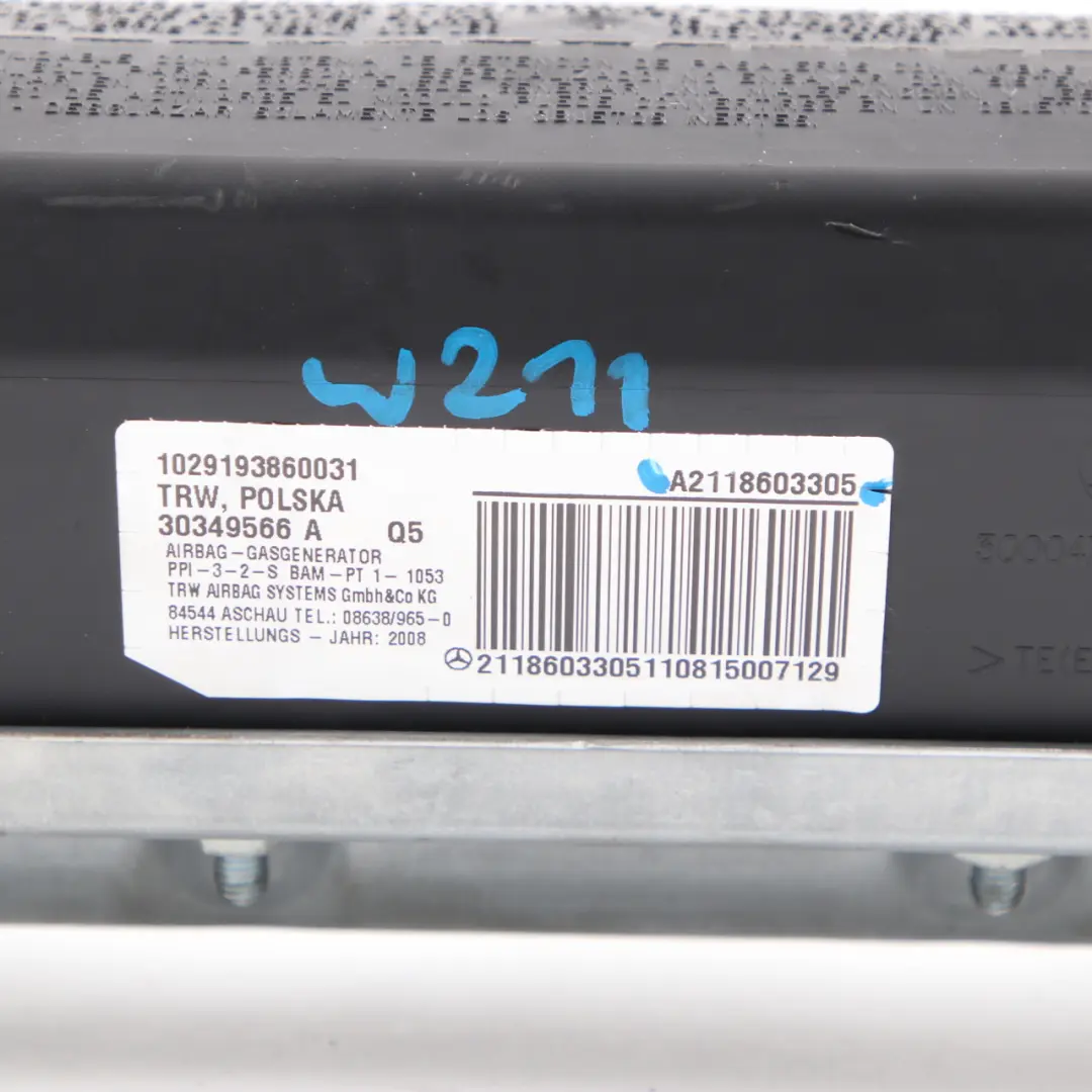 Airbag latéral passager frontal tableau de bord SRS pour Mercedes W211 à propos du numéro de pièce A2118603305 Mercedes W211 Airbag latéral passager frontal tableau de bord SRS - SKU A2118603305 - Numéro de pièce A2118603305