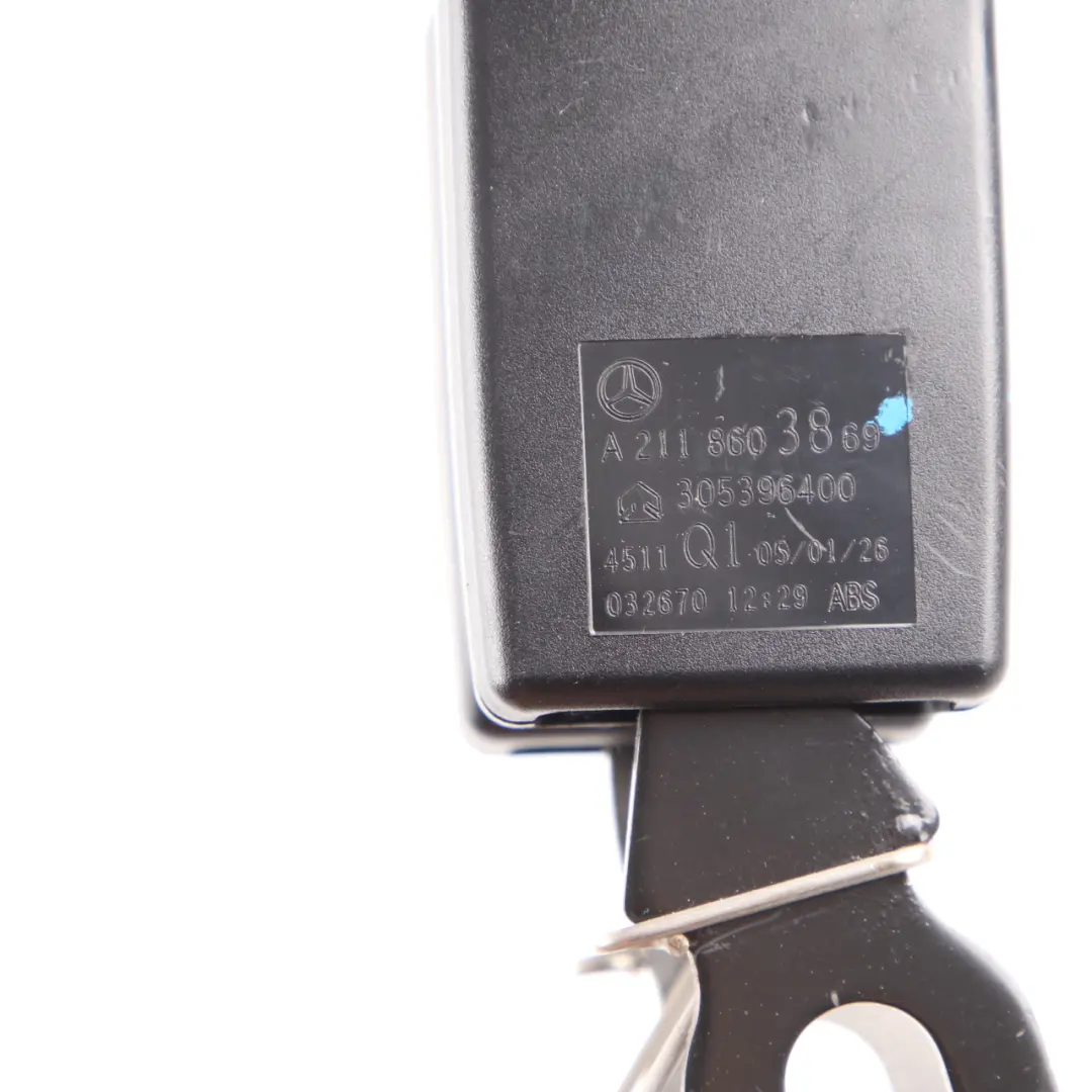 Belt Buckle Tensioner Centre Rear Right O/S to Mercedes W211 Seat with Part number A2118603869 Mercedes W211 Seat Belt Buckle Tensioner Centre Rear Right O/S - SKU A2118603869 - Part number A2118603869