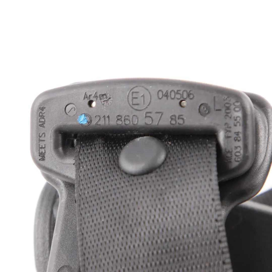 Seatbelt Rear Left N/S Seat Safety Belt Black to Mercedes W211 Estate with Part number A2118605785 Mercedes W211 Estate Seatbelt Rear Left N/S Seat Safety Belt Black - SKU A2118605785 - Part number A2118605785