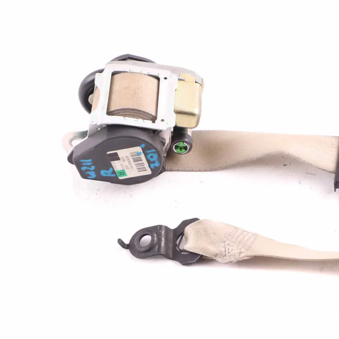Belt Mercedes W211 CLS C219 Front Right O/S Seatbelt Beige to Seat with Part number A2118608085 Seat Belt Mercedes W211 CLS C219 Front Right O/S Seatbelt Beige - SKU A2118608085 - Part number A2118608085