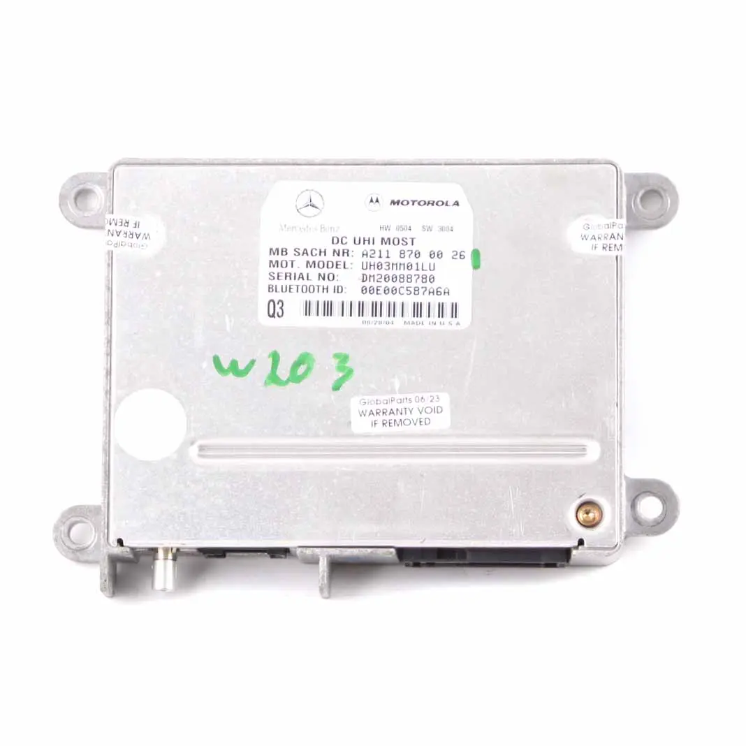 W219 Módulo Bluetooth Unidad Control para Mercedes W203 W211 con número de pieza A2118700026 Mercedes W203 W211 W219 Módulo Bluetooth Unidad Control - SKU A2118700026 - Número de pieza A2118700026