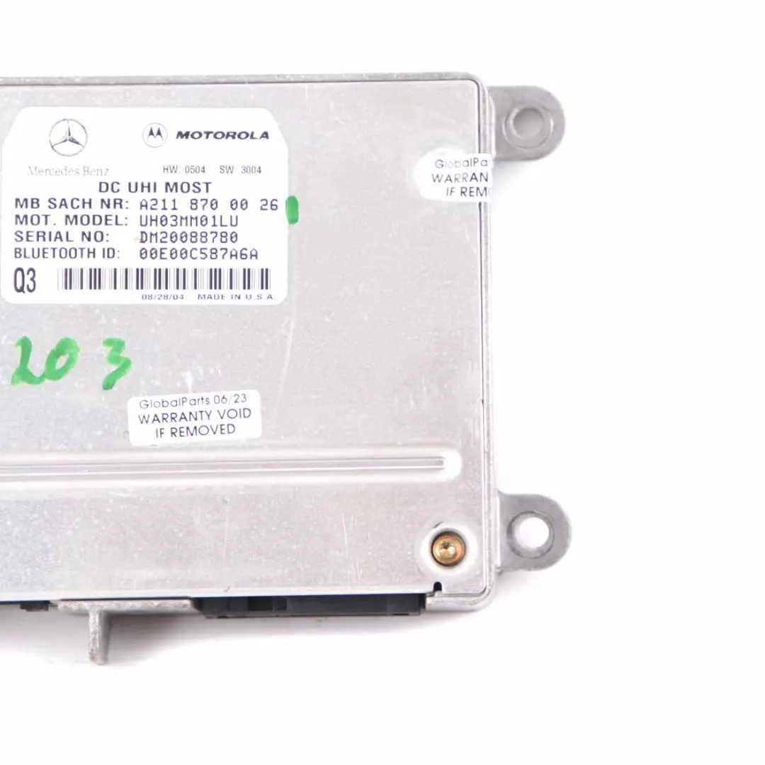  Bluetooth Module Mercedes W203 W211 W219 Control Unit Hands Free - SKU A2118700026 - Part number A2118700026