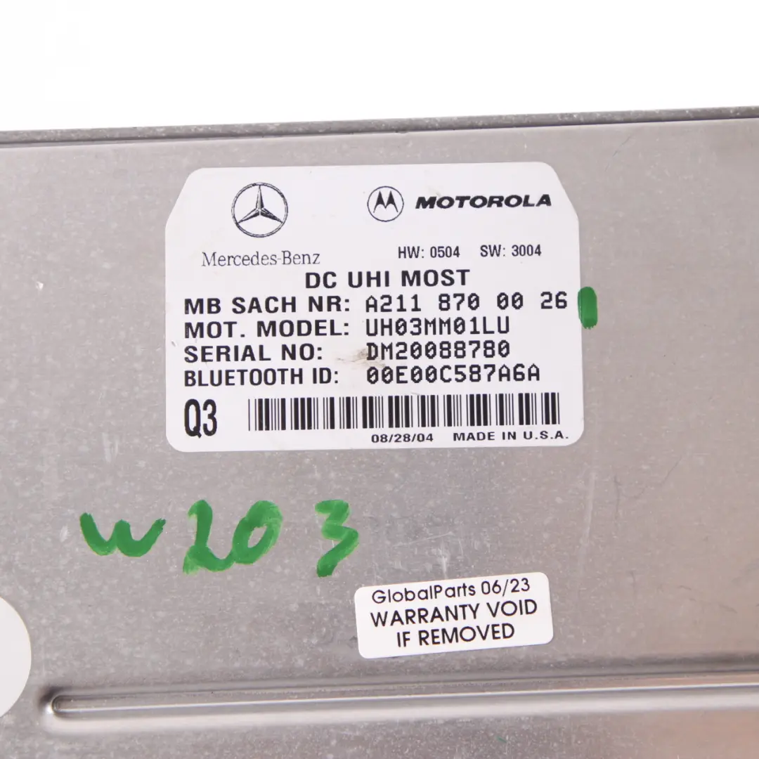 W219 Module Bluetooth Unité Contrôle pour Mercedes W203 W211 à propos du numéro de pièce A2118700026 Mercedes W203 W211 W219 Module Bluetooth Unité Contrôle - SKU A2118700026 - Numéro de pièce A2118700026