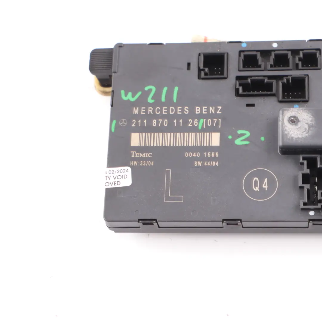 Puerta Delantera Conductor Izquierda Módulo De Control para Mercedes W211 con número de pieza A2118701126 Mercedes W211 Puerta Delantera Conductor Izquierda Módulo De Control - SKU A2118701126 - Número de pieza A2118701126