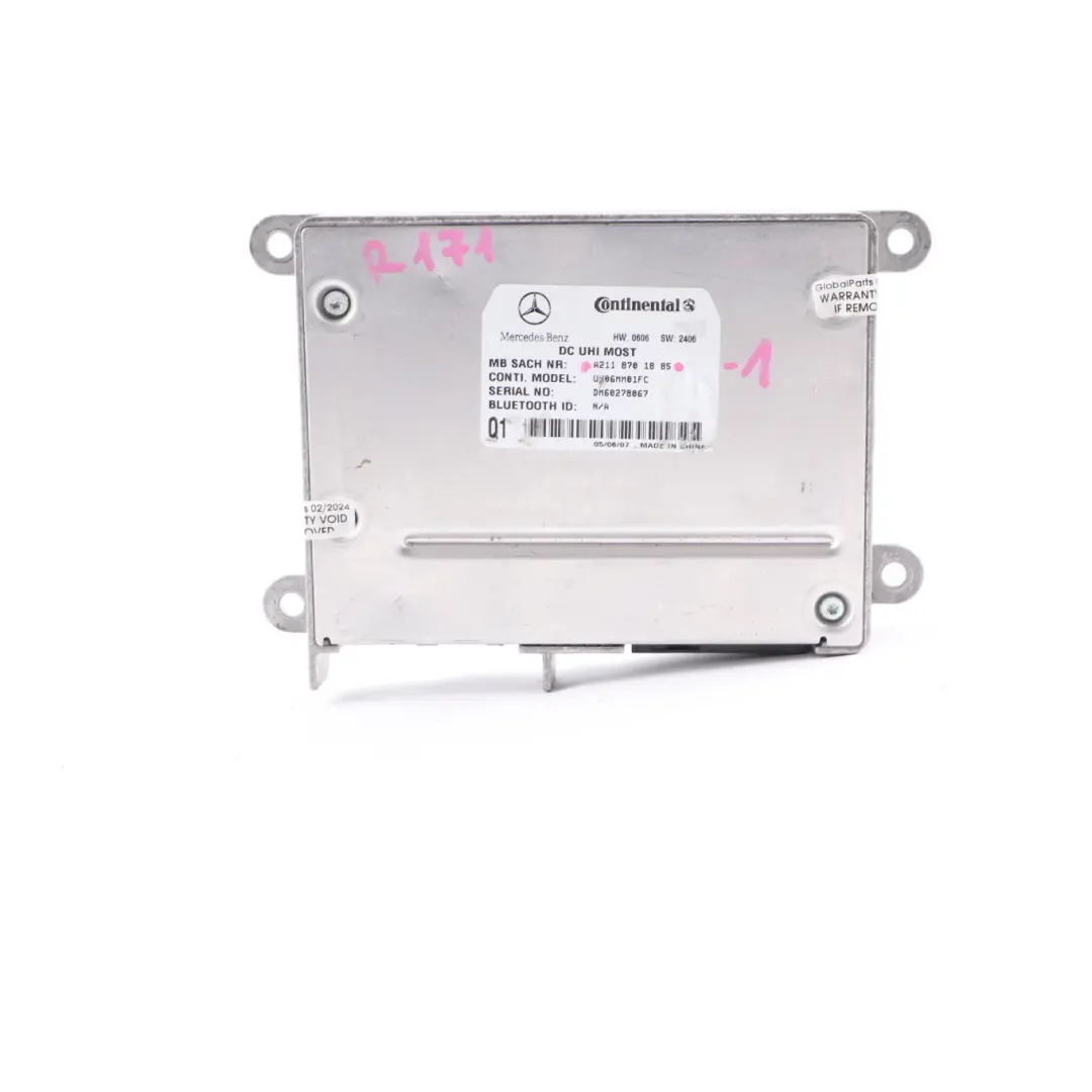 Control Unit Module DC UHI MOST to Mercedes SLK R171 with Part number A2118701885 Mercedes SLK R171 Control Unit Module DC UHI MOST - SKU A2118701885-1 - Part number A2118701885