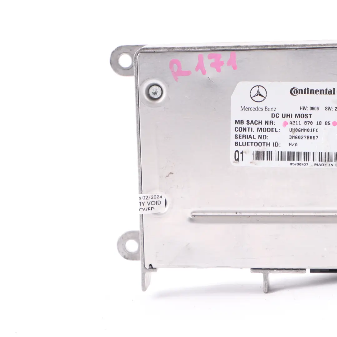 Modulo unità di controllo DC UHI MOST per Mercedes SLK R171 con numero di parte A2118701885 Mercedes SLK R171 Modulo unità di controllo DC UHI MOST - SKU A2118701885-1 - Numero di parte A2118701885