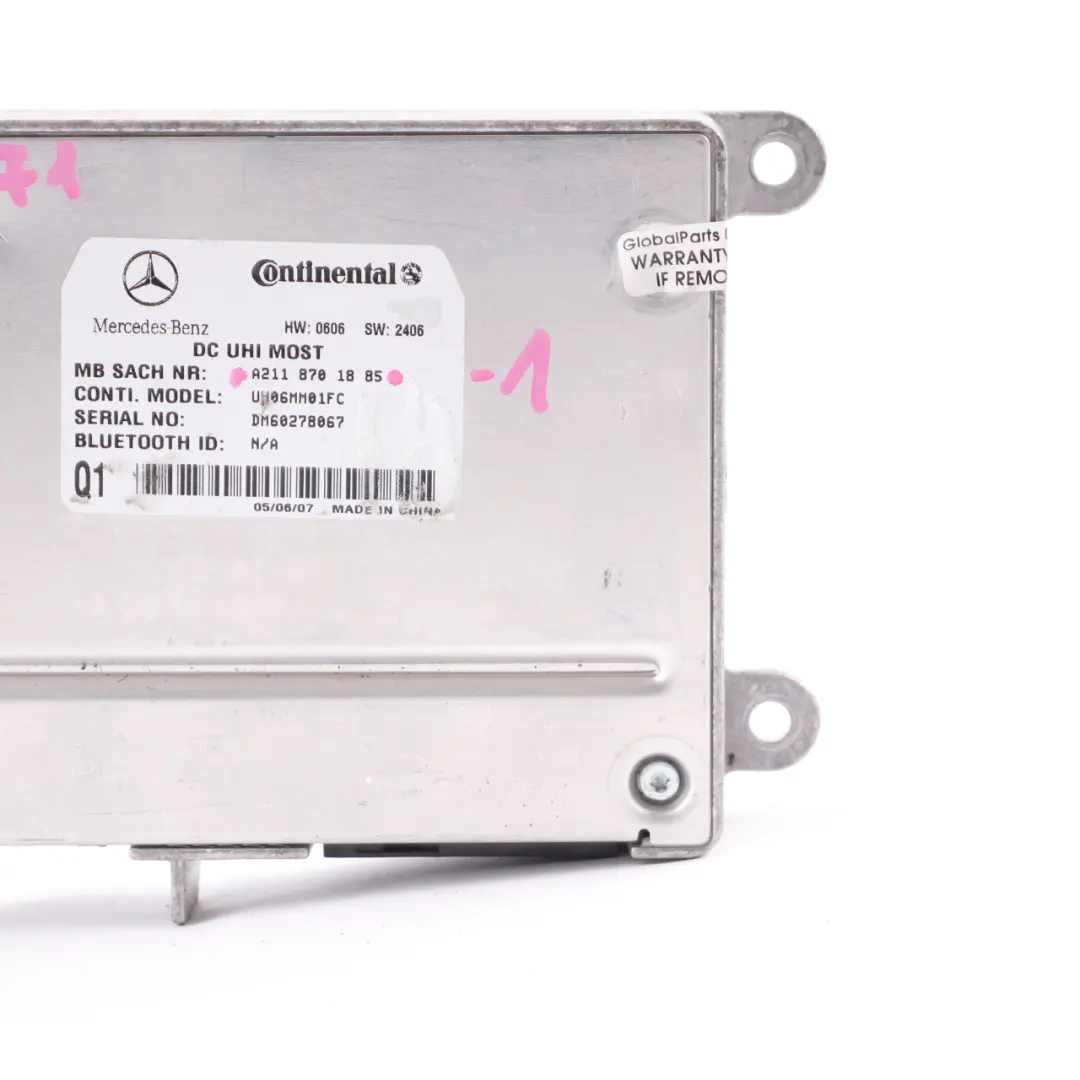 Modulo unità di controllo DC UHI MOST per Mercedes SLK R171 con numero di parte A2118701885 Mercedes SLK R171 Modulo unità di controllo DC UHI MOST - SKU A2118701885-1 - Numero di parte A2118701885