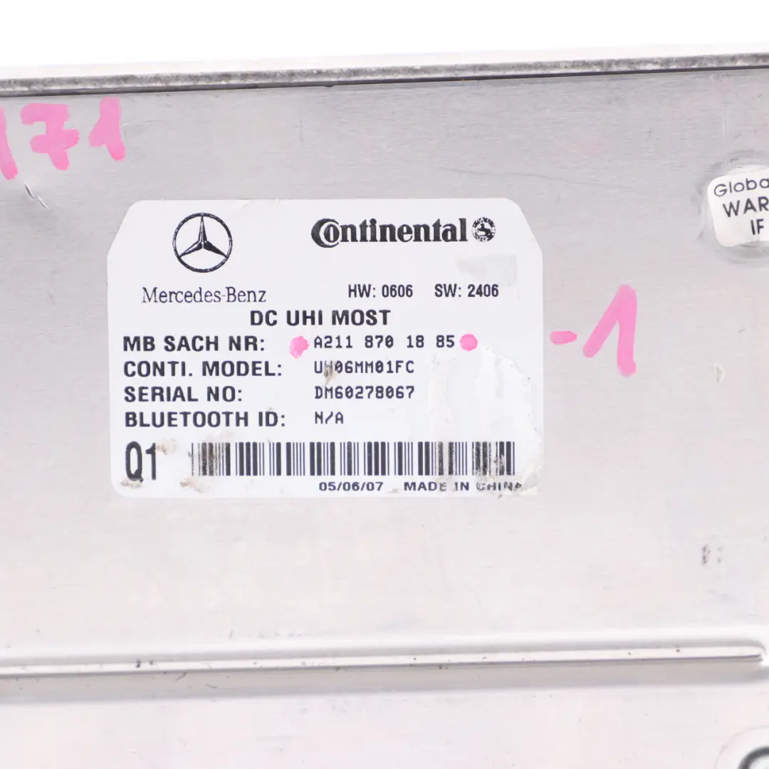 Modulo unità di controllo DC UHI MOST per Mercedes SLK R171 con numero di parte A2118701885 Mercedes SLK R171 Modulo unità di controllo DC UHI MOST - SKU A2118701885-1 - Numero di parte A2118701885