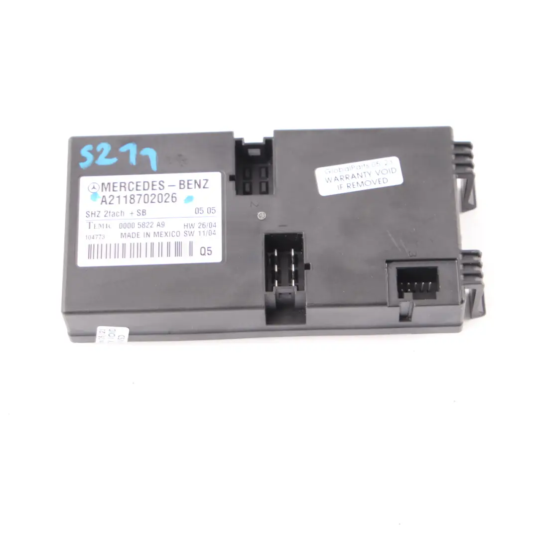 Heating Control Unit Module ECU E-Class to Mercedes W211 Seat with Part number A2118702026 Mercedes W211 Seat Heating Control Unit Module ECU E-Class - SKU A2118702026 - Part number A2118702026