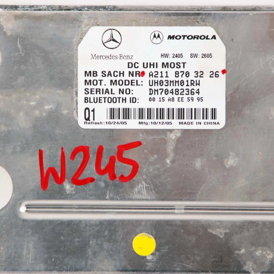 Módulo De Unidad De Control Bluetooth Manos Libres para Mercedes W245 con número de pieza A2118703226 Mercedes W245 Módulo De Unidad De Control Bluetooth Manos Libres - SKU A2118703226 - Número de pieza A2118703226